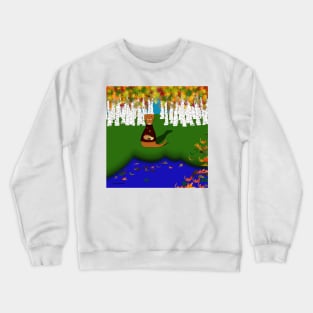 Oliver The Otter at River Wolf Lake in Autumn Crewneck Sweatshirt